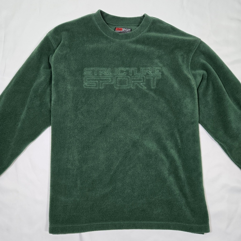 Vintage Structure Sport Mens XL Fleece Sweatshirt Green Pullover 90s Skate